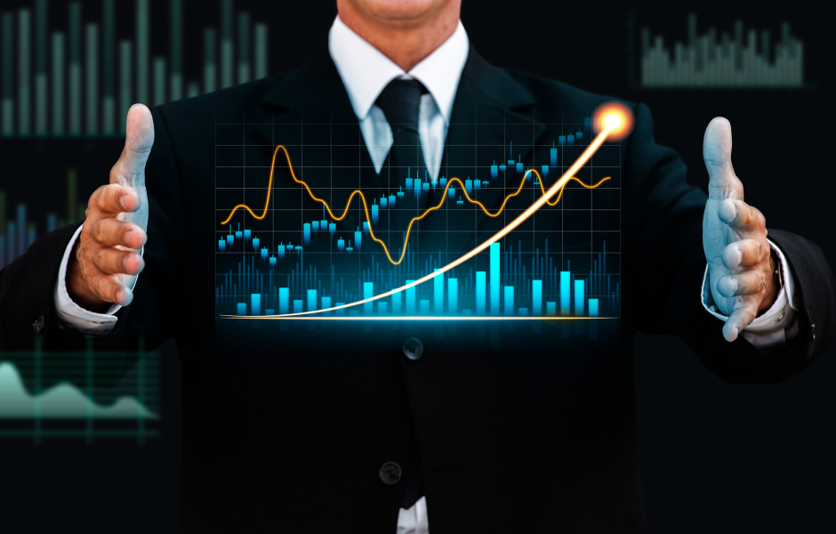 A graph showing business growth, representing the benefits of outsourcing and commonly outsourced jobs